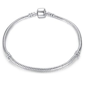 Vente en gros 925 Sterling Sterling Silver Plaqué Basic Snake Chain Fit Charmes Beads Bijoux Braceliers Bangles Diy Bijoux Fabrication 3mm 16cm-23cm