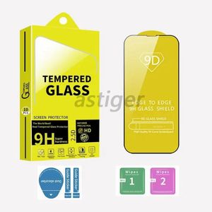 Groothandel 9D Volledige dekking Gehard Glas Telefoon Screen Protector Voor iPhone 15 14 13 12 11 PRO Max XS X XR 7 8 Plus Samsung A12 A22 A32 A42 A52 A72 A92 5G 4G met Papier pakket