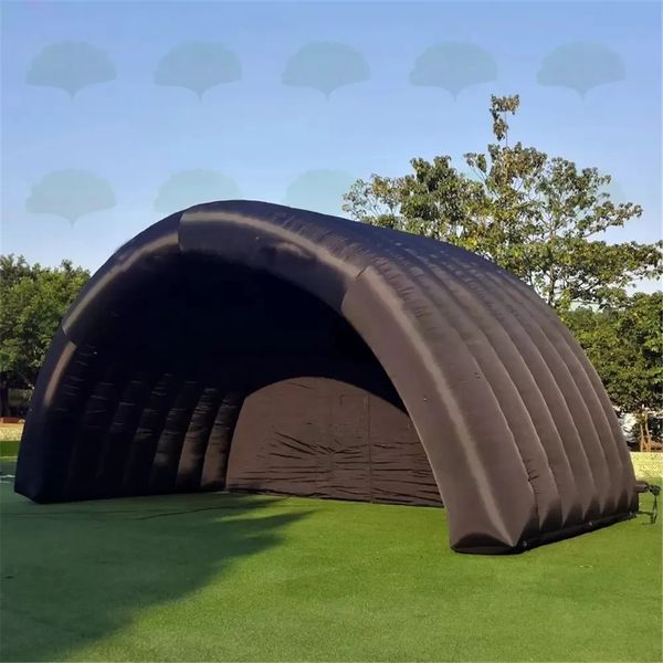 vente en gros 9x4,5 m tente de scène gonflable noire extérieure cabine sur le toit abri de concert aérien couverture de chapiteau à vendre avec ventilateur gratuit