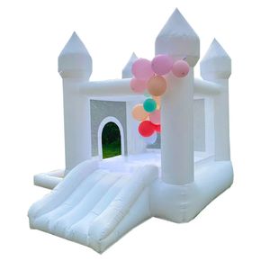 wholesale Maison gonflable blanche de rebond de 9x9x7 pieds avec la partie de fosse de boule de glissière utilisée le mini château gonflable de rebond avec le bateau libre de ventilateur à votre porte 32