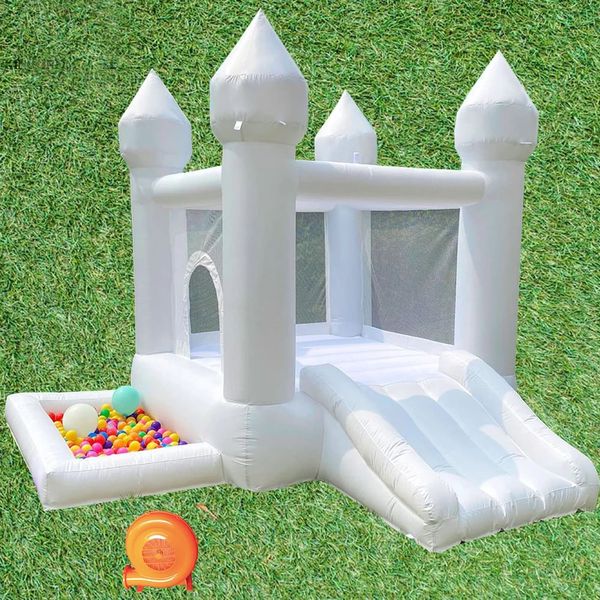 wholesale Maison gonflable blanche de rebond de jeu doux de 9x9x7 pieds avec la partie de fosse de boule de glissière utilisée mini château gonflable gonflable avec le bateau libre de ventilateur à votre