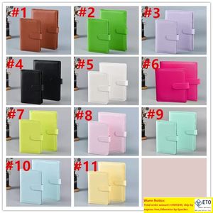 Venta al por mayor A6 Notebook Binder 6 anillos Espiral Planificador de oficina de negocios Agenda Presupuestos Carpetas Macaron Color PU Cuero CoverBinder Bolsillos