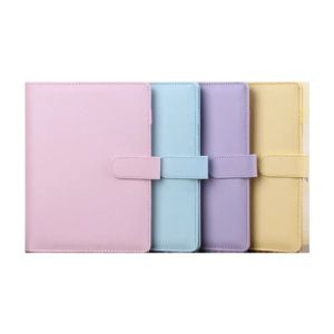 wholesale A6 PU Bloc-notes en cuir Macarons imperméables Décorations Classeur Main Ledger Notebook Shell Feuilles mobiles Bloc-notes Journal Budget ZZ