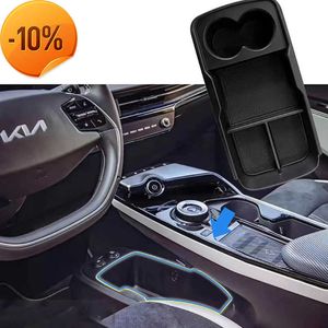 Gros Abs Noir Console De Voiture Accoudoir Central Boîte De Rangement Porte-gobelet À Eau Plateau Pour Kia Ev6 2022 2023 Accessoires De Modification Intérieure