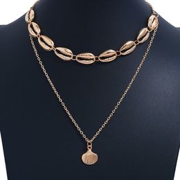 Groothandel- accessoires Europese en Amerikaanse sieraden mode persoonlijkheid shell handgemaakte ketting vrouwen meerlagige ketting