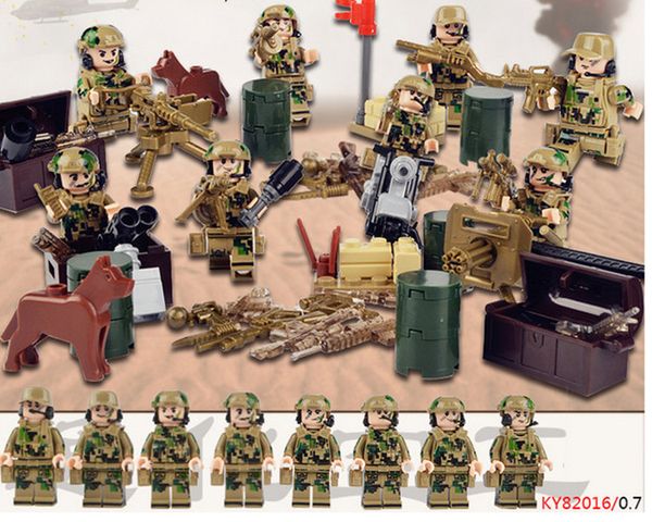 Figurine d'action en gros Micro Minifigs Militaires Flying Tigers and Seals Raid 12 Minifigure Doll Set Special Warfare Brigade Enfants Jouet Cadeau