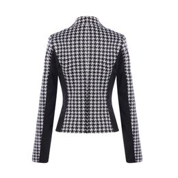 Groothandel-adogirl Elegant Houndstooth Blazer Dames Kantoor Dame Turn Down Colar Lange Mouw Slanke Jas Dames Business Button Blazer Femme