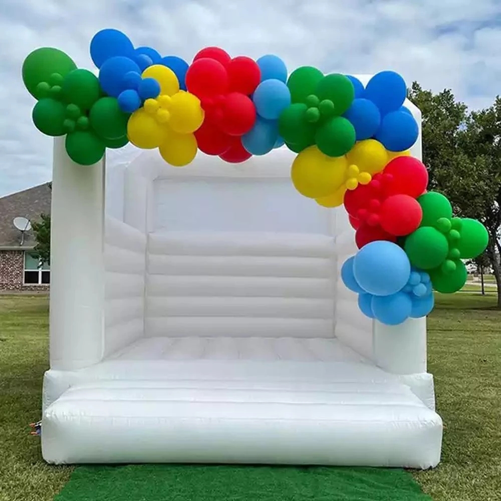 wholesale Adults kids Outdoor White inflatable Wedding Bounce House Jumping Bouncy Castle with roof white bouncer jumper with blower free ship