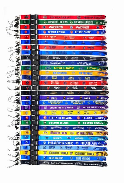 Al por mayor todo tipo de béisbol rugby team deportes sports diseñador llavero logotipo de teléfono móvil Lanyard Lanyard Keychain Sling Show Store Warriors