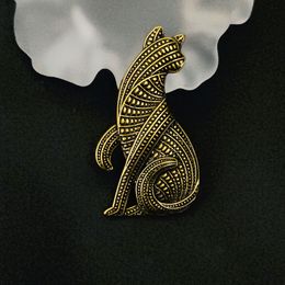 Broche chaton mignon plaqué or 18 carats, en alliage, pour hommes et femmes, bijoux de fête, cadeau, vente en gros