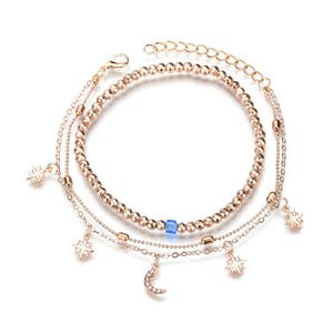 Modieuze legering en leerketen Anklet Bohemia Sea Beach Charm Anklet Bracelet voor vrouwen en meisjes