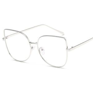 Groothandel-aloz MICC Hoge kwaliteit OVERSIZE Dames Metalen Cat Eye Bril Frame Merk Desigashion Heren Duidelijke Lens Brillen UV400 A150