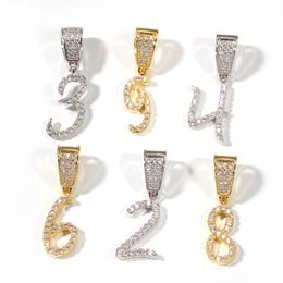 Gros-alphabet pendentif collier hip-hop 0-9 collier numérique simple collier pour hommes plaqué or New Hot