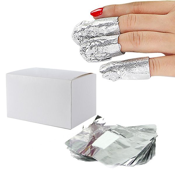 Al por mayor-papel de aluminio Nail Art Soak Off Acrylic Gel Polish Nail Wraps Remover 100pcs