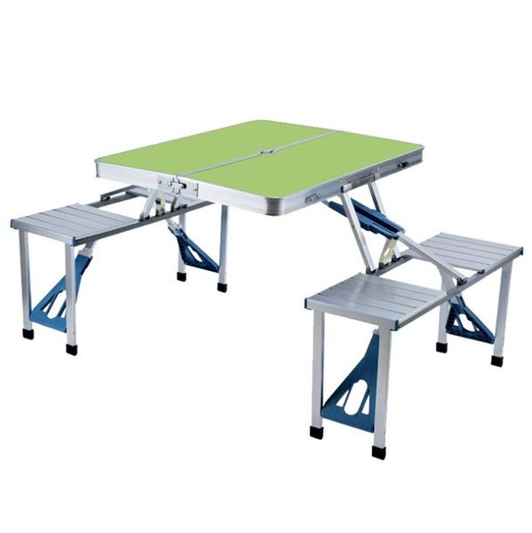 Wholesale conjunto de mesa plegable de aleación de aluminio con 4 sillas Portátil plegable jardín integrado enrollar soporte de picnic camping