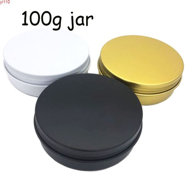 Jares de aluminio al por mayor 100 ml de tinla negra 100g contenedores cosméticos artesanía de macetas de almacenamiento de oro jargoods