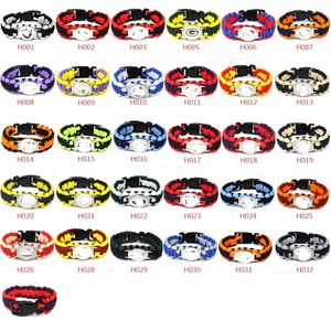 Groothandel Amerika voetbalbasketbal honkbalteams paracord armband gevlochten puls buiten camping reddingsarmbanden aangepaste logo paraplu -armband