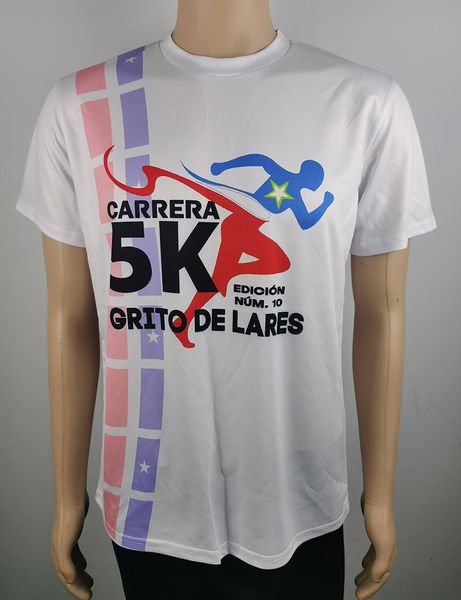 Venta al por mayor y camisetas personalizadas para eventos 2023 nuevo estilo camisetas 3d material de poliéster de secado rápido camisetas para correr con logotipo de patrocinadores impreso camiseta de carreras que absorbe la humedad