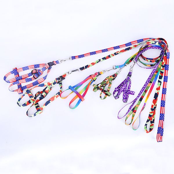 Gros animaux fournitures accessoires impression nylon réglable chiot chat chien collier corde cravate collier laisse DH0273 T03