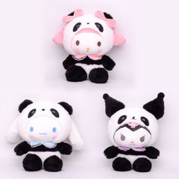 En gros anime panda Cinnamoroll Melody peluche Kuromi cross dressing poupée jeu pour enfants Playmate Company activité cadeau chambre ornement