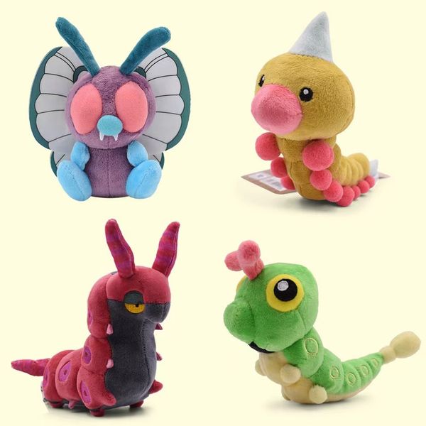 Gros anime poche jouets en peluche larve d'insecte chenille verte degré corne insecte mille-pattes roi jouets en peluche jeux pour enfants compagnon de jeu