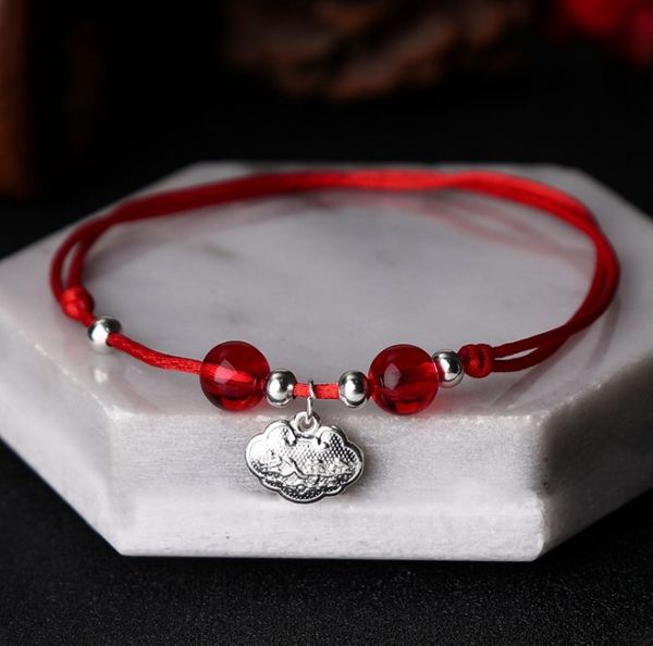Bracelets de cheville en gros-bracelets de cheville 14 styles corde rouge bijoux de cheville en argent sterling 925 avec pendentif étoile boule fleur livraison gratuite NE971