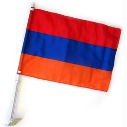 Groothandel Armenië vlag auto venster vlaggen 12x18inch, kleine polyester afdrukken goede kwaliteit goedkope hangende, gratis verzending