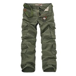 Legergroene Heren Cargo Broek Kaki Zwarte Losse Tactische Broek Multi Zakken Katoenen Baggy Broek Mannen Buitenste Overalls Man 28-44