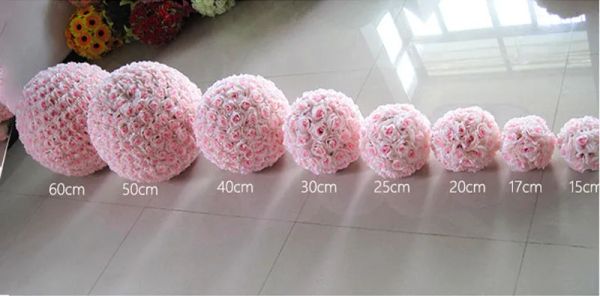 En gros Fleurs Artificielles Rose Boules Embrasser Boule Décorer Fleur De Mariage Jardin Marché Fête Décoration Cadeau De Noël 5 pcs 16 Couleur