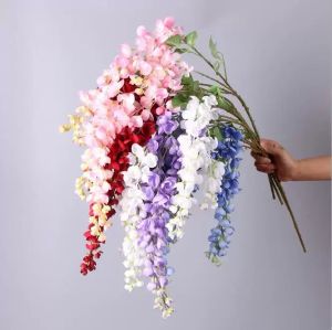 Fleur de soie de glycine artificielle en gros 5 fourchettes 110 cm de long neuf couleurs pour choisir la décoration de vigne suspendue