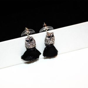 Al por mayor-ashion diseñador de lujo brillante lindo encantador diamante búho animal borla aretes para mujer niñas