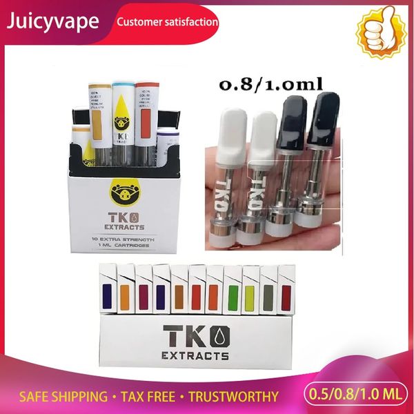 wholesale Atomiseurs 0,8 ml 1,0 ml Chariots TKO 1 ml Emballage de cartouche en céramique Extraits TKO Dab Pen Vaporisateur de cire 510 Fil Cartouches d'atomiseur d'huile vides Authentiques