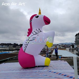 wholesale Modèle de mascotte de licorne gonflable extérieure attrayante de 3/4 / 5 m animal géant soufflé à l'air pour la publicité fabriquée en Chine 001