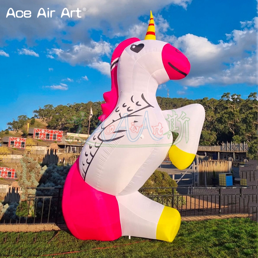 wholesale Attractive 5mH (16.5ft) With blower Outdoor Inflatable Unicorn Mascot Model Giant Air Blown Animal For Advertising Made In China