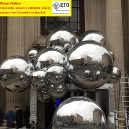 groothandel aantrekkelijke zilveren reflecterende gigantische opblaasbare spiegelbal decoratie buiten opblaasbare spiegelbollen hangende ballon voor ZZ