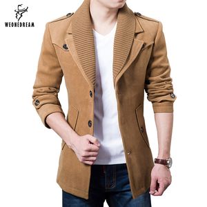 Wholesale- Automne Hiver Mode Hommes Manteau en laine 2017 Mode Long Mans Long Mans Slim Fit Mens Hommes Outbonne Casaco Masculino