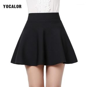 Jupes Vente en gros - Automne / Hiver Coréen Court Taille Haute Sexy Mini Noir Évasé Micro School Girl Ruffle A-ligne Jupe Femme Womens1