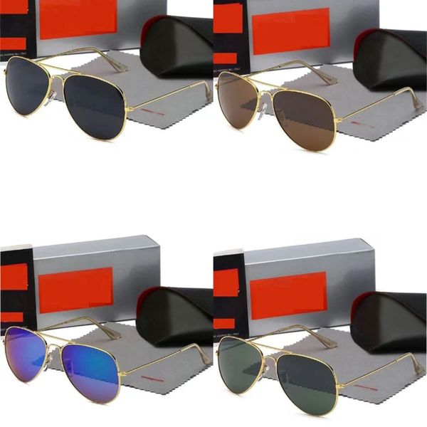 wholesale Gafas de sol de aviador, gafas de sol de diseñador para hombres, gafas de sol de protección UV400, lentes de vidrio real, marco de metal dorado, gafas de sol de diseño para conducir