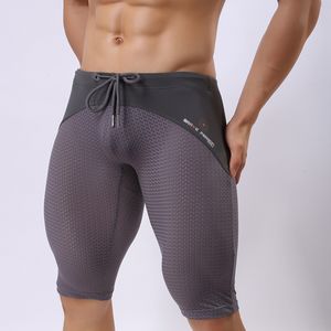 Vente en gros - B2240 Mode pour hommes Sexy Shorts transparents Respirant Bodybuilding Solid Tights Mesh Shorts Brave Person