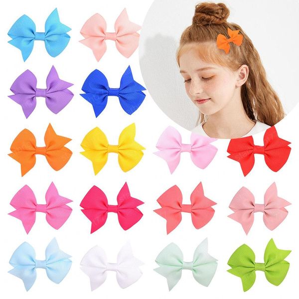 Gros bébé Barrettes 2.4 pouces couleur unie ruban cheveux arcs avec clips bébé cheveux poignées cheveux accessoires expédition rapide