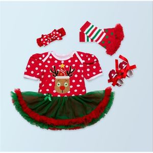 wholesale bébé fille 6m 12m cerf noël robe jambières bandeau chaussures costume ensemble fête barboteuse 210529