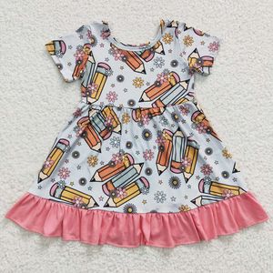 Gros bébé fille retour à l'école été Floral enfants robe crayon enfants enfant en bas âge infantile genou longueur manches courtes vêtements