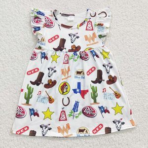 Vente en gros bébé fille robe occidentale enfants manches courtes enfants infantile enfant en bas âge bottes de vache d'été vêtements