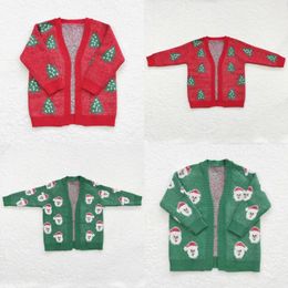 Groothandel Baby Meisjes Lange Mouwen Kerst Kerstboom Jas Kinderen Wollen Kinderen Peuter Trui Vest Rood Groen Kleding 231228