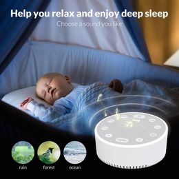 Venta al por mayor Máquina de ruido blanco para bebés Máquina para dormir con apagado temporizado recargable por USB Reproductor de sonido para dormir para bebés Temporizador de luz nocturna Reproductor de ruido