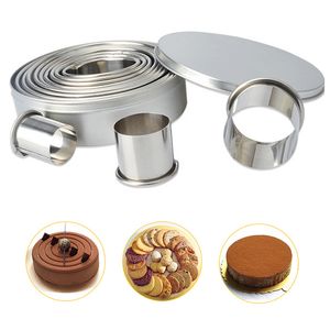 12 stks Set DIY Cookie Mold Ronde Grafische Bakken Tool Mold Roestvrijstalen Mousse Ring Cookies Cutter Mallen Gebak Gereedschap BH0641 TQQ