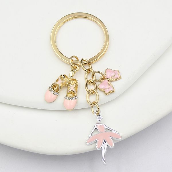 Venta al por mayor Ballerina Key Chain Ballet Shoe Keychain Key Ring Car Key Holder Airpod Charms Bag Colgante Accesorio Joyería Regalo para Bailarinas Bailarinas