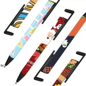 Marqueurs de stylo à bille en gros Sublimation stylo à bille blanc rétractable chaîne support de téléphone stylos Promotion avec personnalisé