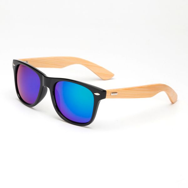 Venta al por mayor- Gafas de sol de bambú Vintage Unisex Clásico Pierna de madera Marco de CA Gafas de sol Espejo Gafas de madera originales Caliente