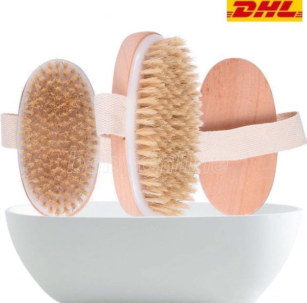 Brosse de bain en gros peau sèche corps doux poils naturels SPA la brosse en bois bain douche brosse à poils SPA corps brosses sans poignée FY5034